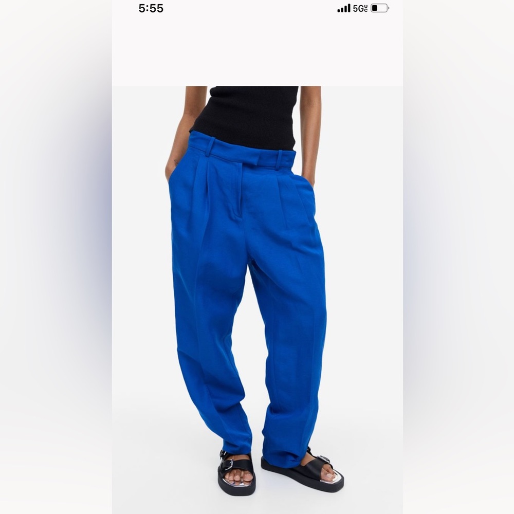 Tapered linen blend pants